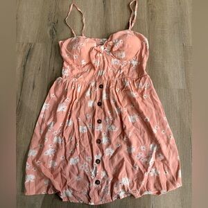 Peach Floral Button-Down Dress